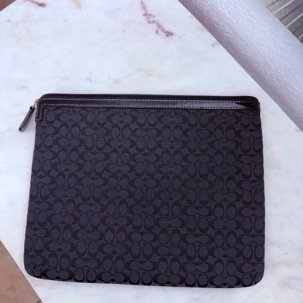 Coach black vintage canvas Padded iPad tablet sleeve case - Picture 1 of 8